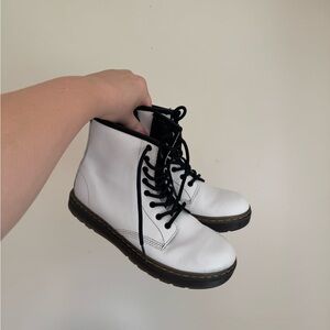 Dr. Martens Doc 1460 J Zip Combat Boots Womens Size 5 White Leather Boots